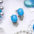 Серьги посеребрение цветы Бирюза новая