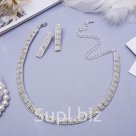 Набор 2 предмета серьги колье Дорожка блеска цвет белый в серебре