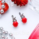 Серьги посеребрение лотос Коралл