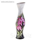 Ваза напольная "Натали" чёрно-белая роспись, задувка, орхидея