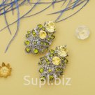 Клипсы "Абстракция", цвет жёлто-зелёный в серебре