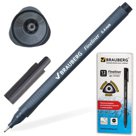 Ручка капиллярная BRAUBERG «Carbon», металлический наконечник, трехгранная, 0,4 мм, черная