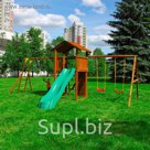 Детский городок "Jungle Cottage + Swing Module Xtra+Rock Module + Рукоход с гимнастическими кольцами