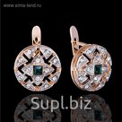 Серьги "Верта", цвет зелёный в золоте