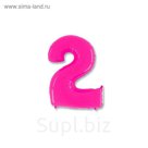 Шар полимерный 40" "Цифра 2", цвет ярко-розовый