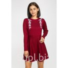 Платье вязаное вышивка размер 42 цвет бордо