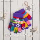 Перчатки детские двухслойные Collorista "Снежинки", размер 16, цвет фиолетовый