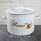 Кастрюля цилиндрическая 5,5 л Home, эмалированная крышка