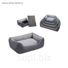 Лежак "Дарэлл-Оксфорд" №1 прямоугольный с подушкой, 55*40*18см, серый