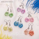 Серьги из стекла "Капля" цветок, цвет МИКС