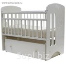 Кроватка детская "КАРОЛИНА" маятник. ящик на колесах, 120 х 60 см  (белый)