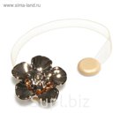 Подхват для штор на ленте "Цветок с розой", d=6см, 1шт, перламутровый