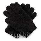 Черные пушистые перчатки для сенсорных экранов 