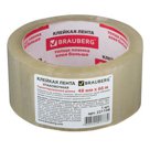 Клейкая лента 48 мм х 66 м, упаковочная, BRAUBERG, прозрачная, гарант. длина, 45 мкм