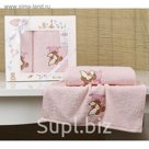 Набор полотенец BAMBINO-TEDDY, размер 50x70, 70х120 см, цвет розовый, махра 380 г/м2
