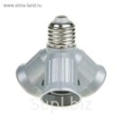 Переходник Ecolа с цоколя E27 на 3хE27, серебряный