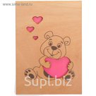 Открытка деревянная "Мишка с сердечками"