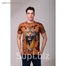 Футболка мужская Collorista 3D Tiger, размер S (44), цвет коричневый