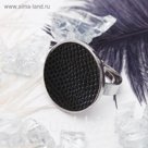 Кольцо "Круг" рельеф, цвет чёрный в серебре, размер 19