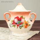 Сахарница "Лорд" коралл, красный мак деколь