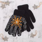 Перчатки детские "Паук", размер 16, цвет чёрный 65482