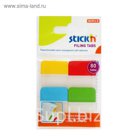 Флажки-закладки с клеевым цветным краем 4цв*20л Hopax 21607 прозрачные 38*25мм из пластика