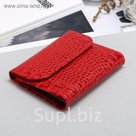 Портмоне женское, 3 отдела, отдел для карт, отдел для монет, кайман, цвет красный