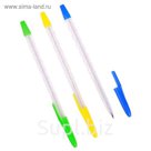 Ручка шариковая "Флуоресцентная" корпус резной МИКС, стержень синий