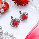 Серьги посеребрение сердце Коралл