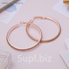 Серьги-кольца "Дискотека" дорожка блеска, цвет золотой, d=5,5 см