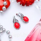 Серьги посеребрение калла Коралл