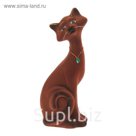 Копилка "Кот Маркиз" средняя, флок, коричневая