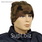 Шапка флисовая с отворотом, полиэстер, 300 г/кв.м, цвет Woodland Camo, размер 56-57