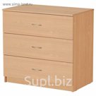 Комод 3 ящика 770х800х490, бук светлый