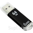 Память Smart Buy "V-Cut"  64GB, USB 2.0 Flash Drive, черный (металл.корпус)