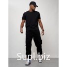 Джинсы карго мужские, размер 48, цвет чёрный