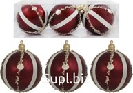 3 Christmas tree balls, 8cm in diameter, Original color: burgundy