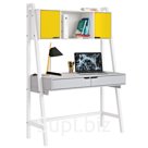 Стол письменный Polini Kids Mirum 1446, с полкой, цвет серый-белый/двери жёлтые