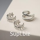 Серьги "Каффы" дубовый листик, цвет серебро