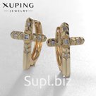 Серьги со стразами XUPING крест преображение, белые в золоте