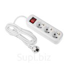 Удлинитель Luazon Lighting, 3 розетки, 3м,10А, 2200 Вт, ПВС 3х0.75 мм2, с з/к, с выкл., Б