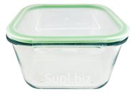 Glass container 1100 ml, 15.5 x 15.5 x 9.1 cm with a plastic lid