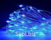 Светодиодная гирлянда Нить (Роса). Работает от USB. С дистанционным управлением. Водонепроницаемая. Длина 12 м. Синий свет.