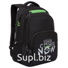 Рюкзак Grizzly, 32*45*23см, 2 отделения, 3 кармана, анатомическая спинка, черный-салатовый