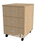 Mobile cabinet with three drawers