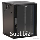 Hyperline TWB-0945-GP-RAL9004 Шкаф настенный 19-дюймовый 19&quot; , 9U, 500x 600х 450мм, стеклянная дверь с перфорацией по бокам, ручка с замком, цвет черный RAL 9004 разобранный