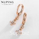 Серьги со стразами XUPING крест малый, белые в розовом золоте