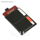 Обложка-футляр для паспорта, 2 кармана для карт, 1 для денег, черный флотер