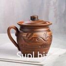 Сметанник "Вьюнок", декор, красная глина, 0.5 л, микс