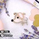 Брошь "Щенок" большое ухо, цвет чёрно-белый в золоте
